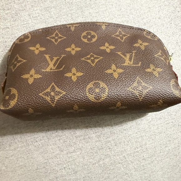 Louis Vuitton Monogram Zip Pouch in Brown with Natural Vachetta Accent